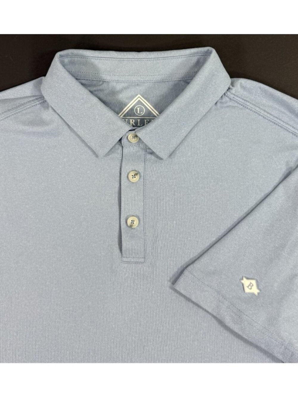 Burlebo Mens Performance Polo Shirt Size Large Golf Outdoors Blue Stretch Casual